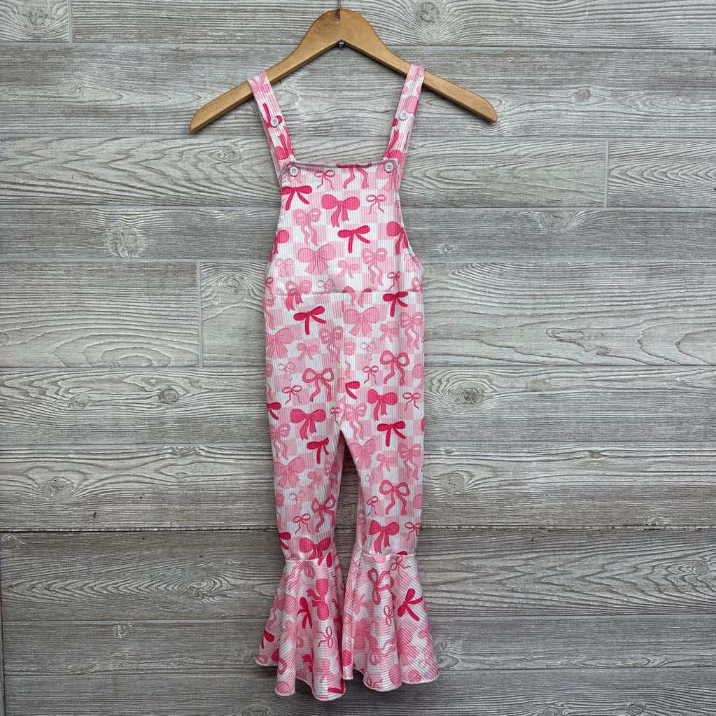 Ribbed Bell Bottom Overalls Bows 5