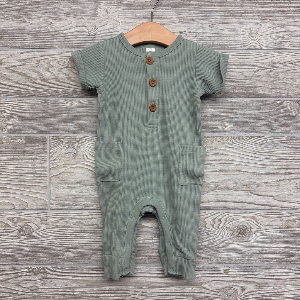 Waffle Knit Henley Outfit 3-6M