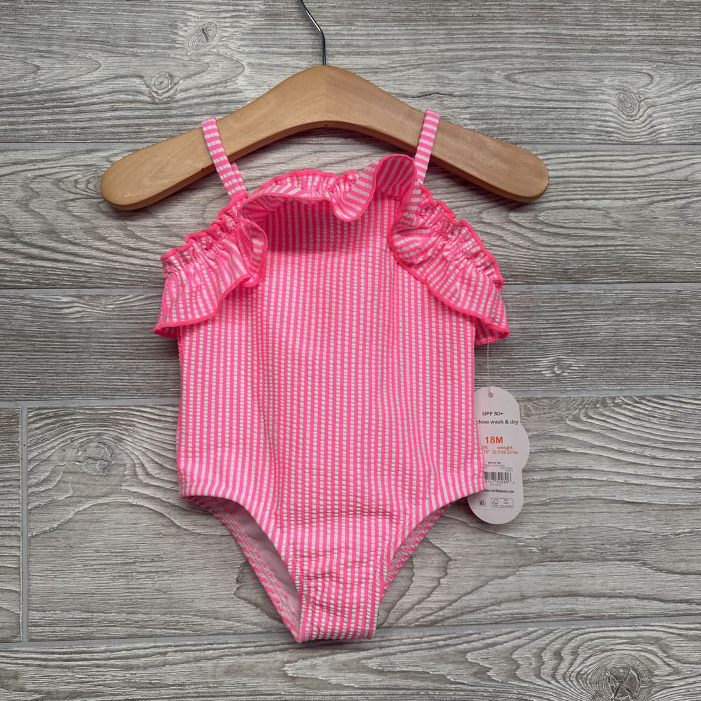 NEW Swimsuit Ruffles Seersucker 18M