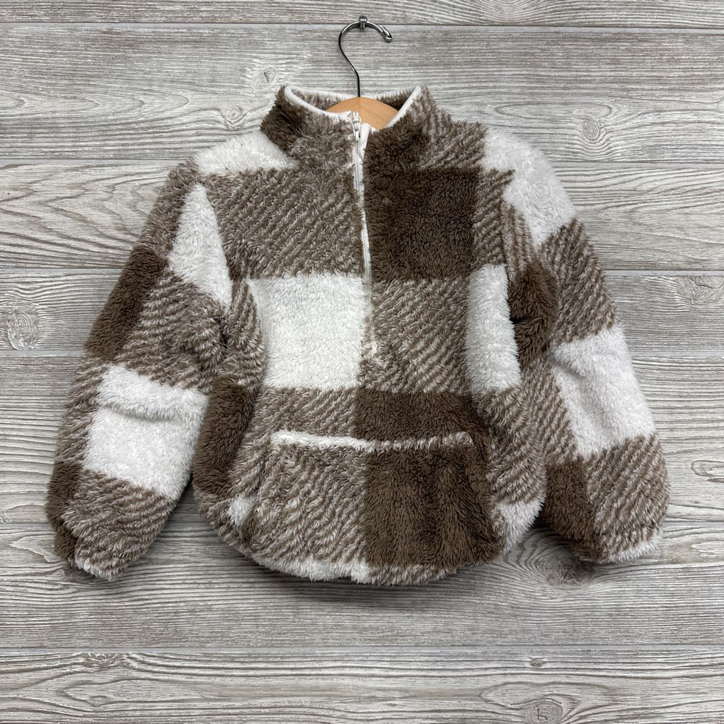 1/4 Zip Sherpa Pullover Gingham 3-4