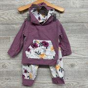 Hooded Shirt & Pants Flowers 12M