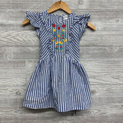 Linen Flutter Sleeve Dress Stripes Flowers 5