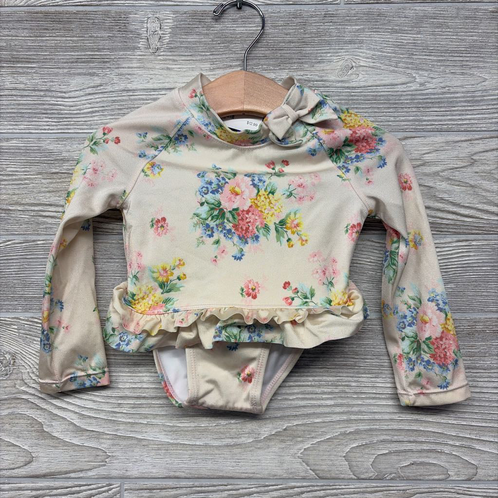 2 Pc Swimsuit Flowers 12-18M
