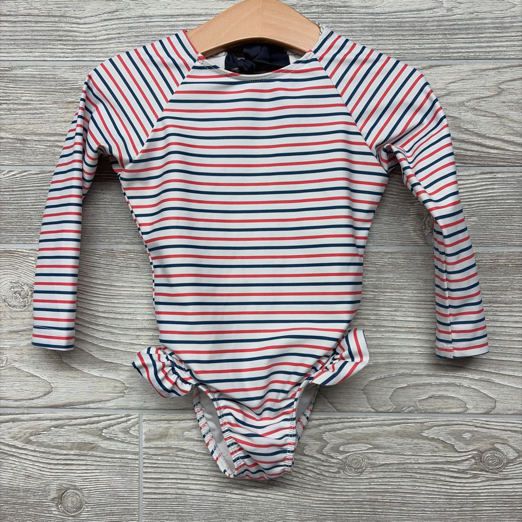 Jetty Stripes 1/4 Sleeve Rashguard Swimsuit 2t*