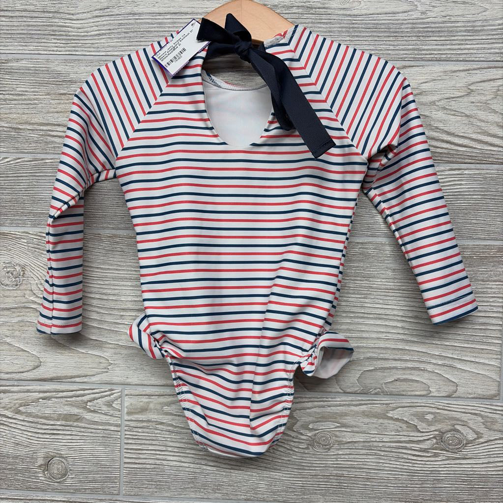 Jetty Stripes 1/4 Sleeve Rashguard Swimsuit 2t*