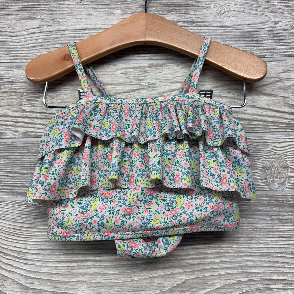 2 Pc Swimsuit Flowers 2t