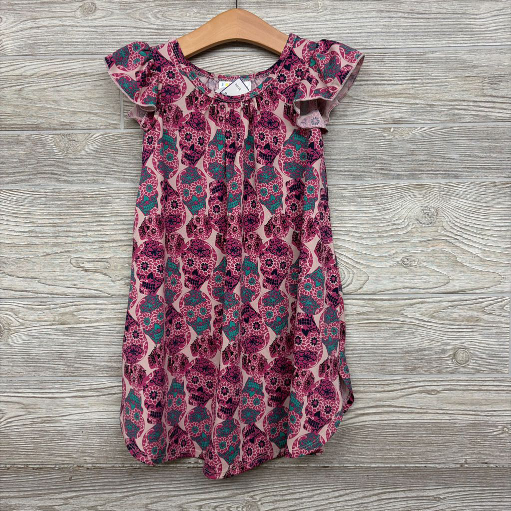 NEW Flutter Sleeve Dress Skulls 3-4