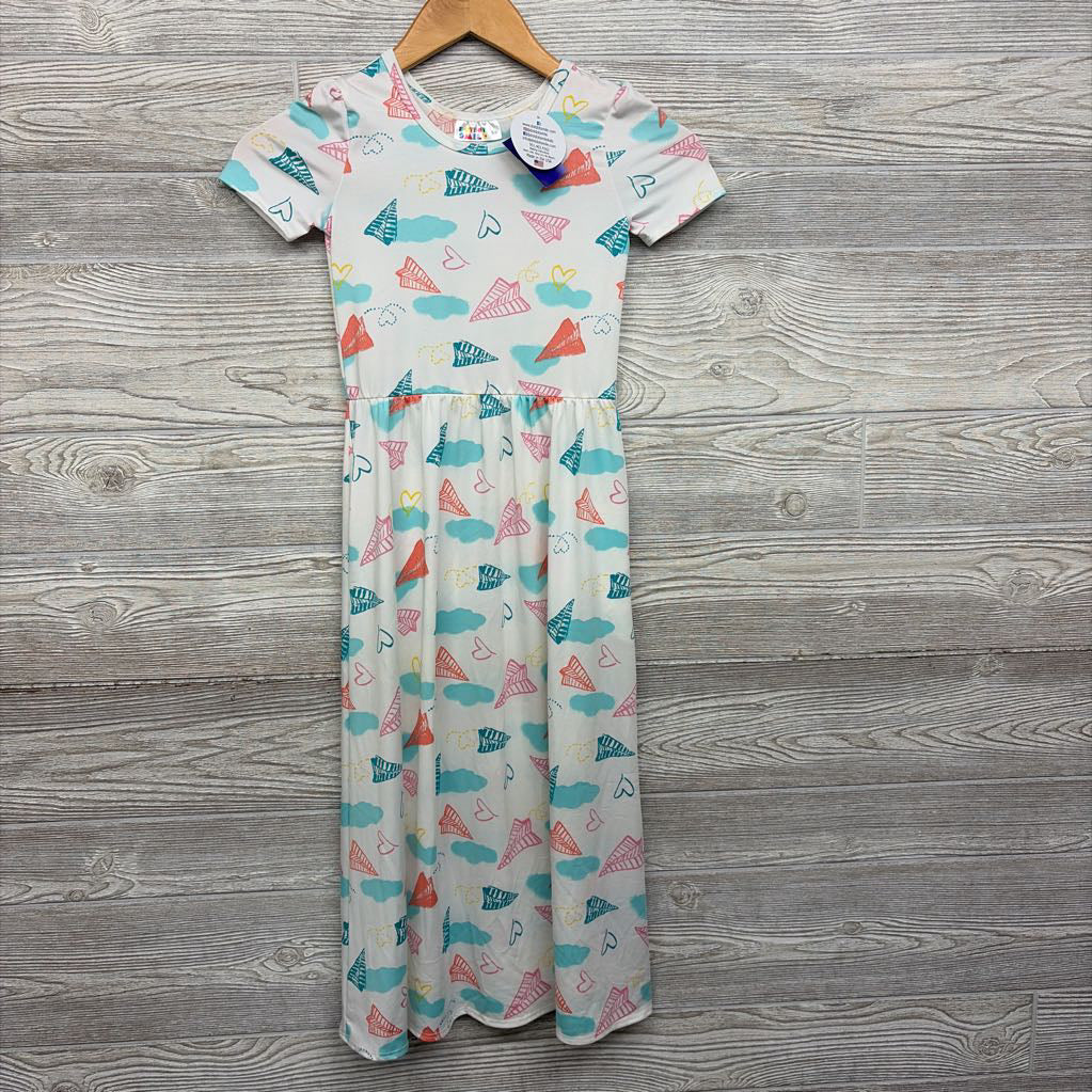 NEW Maxi Dress Paper Airplanes Hearts 5-6