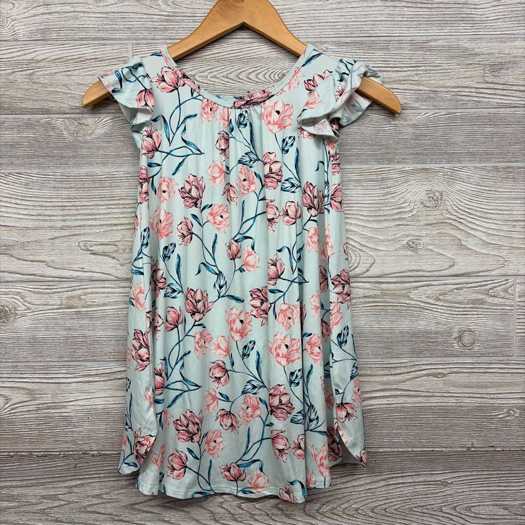NEW Flutter Sleeve Dress Flowers 5-6