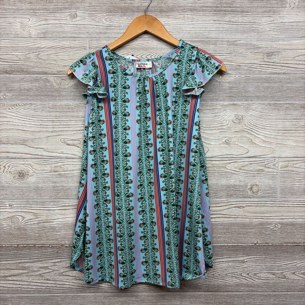 NEW Flutter Sleeve Dress Flowers Stripes 7
