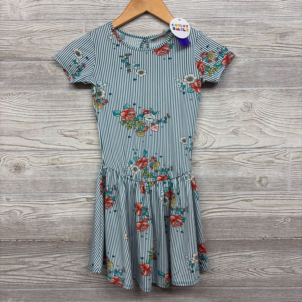 NEW Drop Waist Dress Stripes Flowers 7