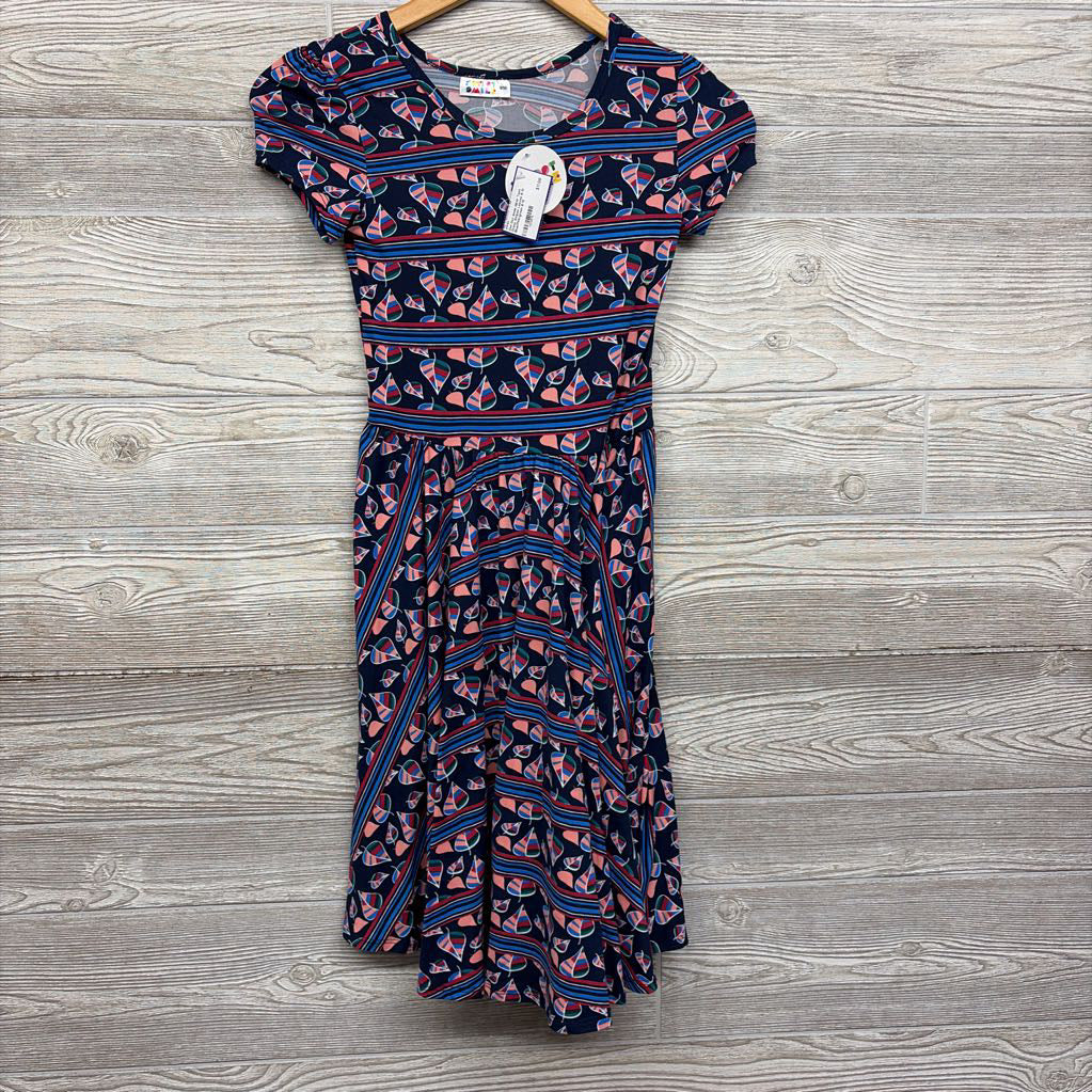 NEW Twirl Dress Stripes Leaves 8-10