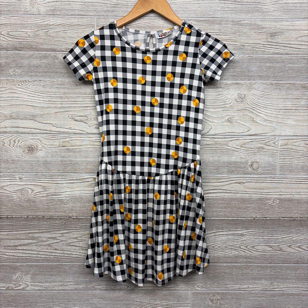 NEW Drop Waist Dress Gingham Dots 8-10