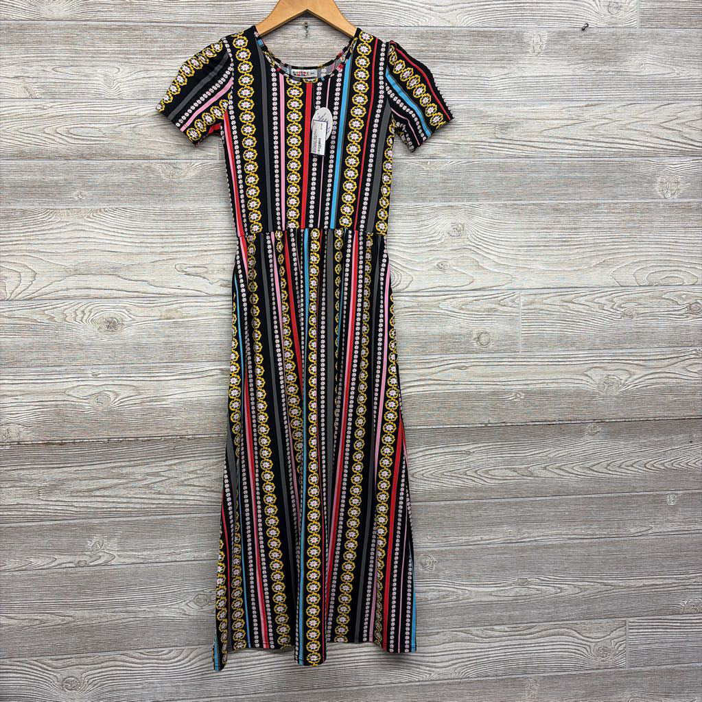 NEW Maxi Dress Stripes Flowers 8-10