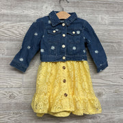 Flutter Strap Lace Dress & Denim Jacket Flowers 18M
