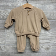 LS Waffle Knit Henley Shirt & Joggers 3-6M