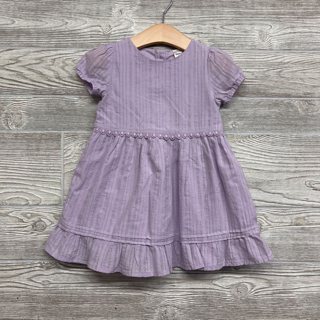 Textured Dress Foil Stripes Macrame Lace 2T