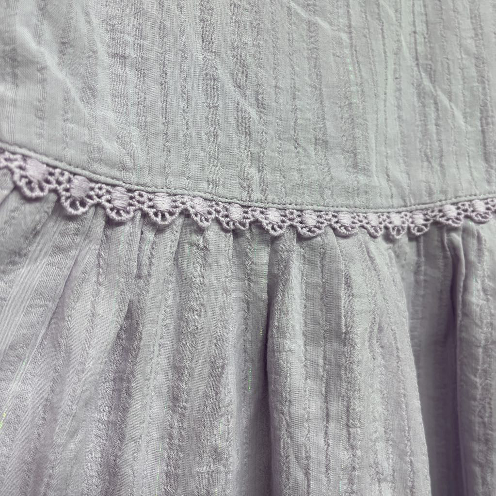 Textured Dress Foil Stripes Macrame Lace 2T