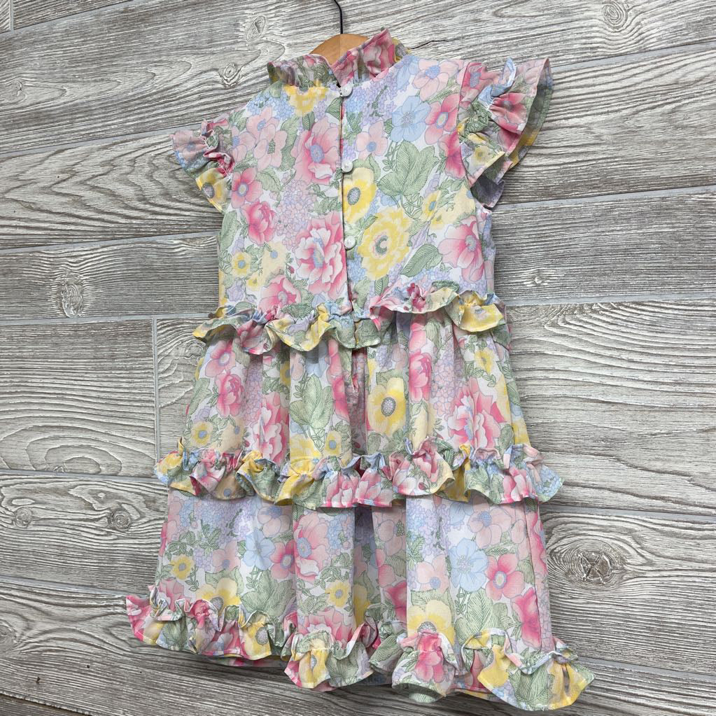 Tiered Chiffon Dress Flowers Ruffles 2T