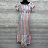 Off Shoulder Maxi Dress Stripes XS