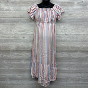 Off Shoulder Maxi Dress Stripes XS