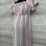 Off Shoulder Maxi Dress Stripes XS