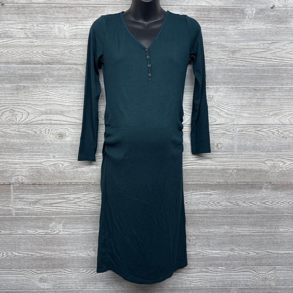 Henley Ruched LS Dress Medium