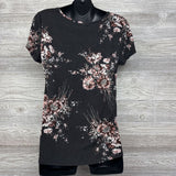 Ruched V Neck Shirt Flowers Large
