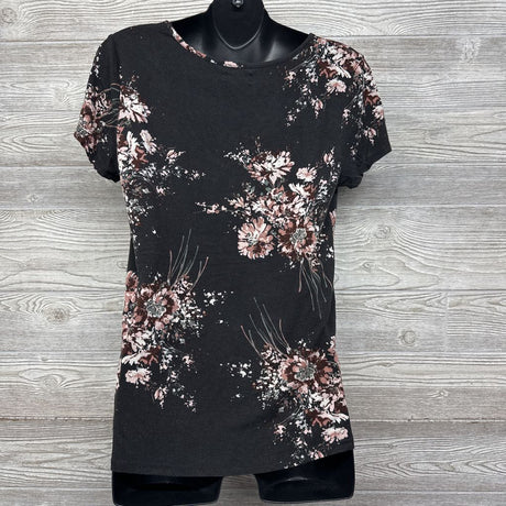 Ruched V Neck Shirt Flowers Large
