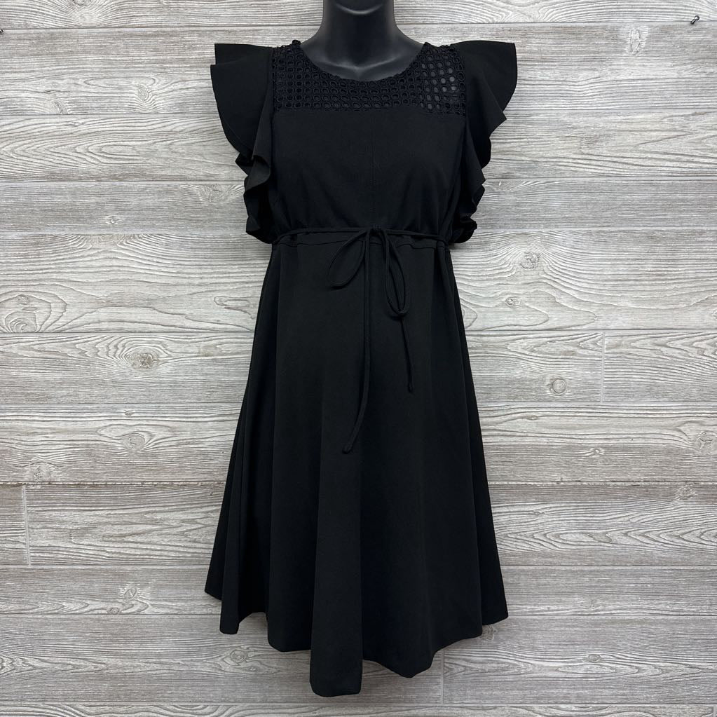 Flutter Sleeve Dress Eyelet Chest Large