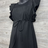 Flutter Sleeve Dress Eyelet Chest Large