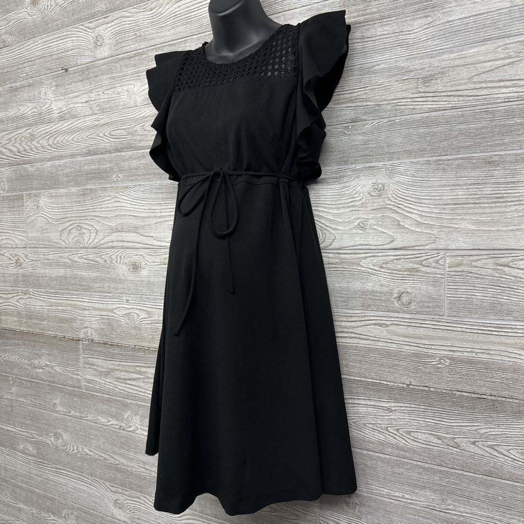 Flutter Sleeve Dress Eyelet Chest Large