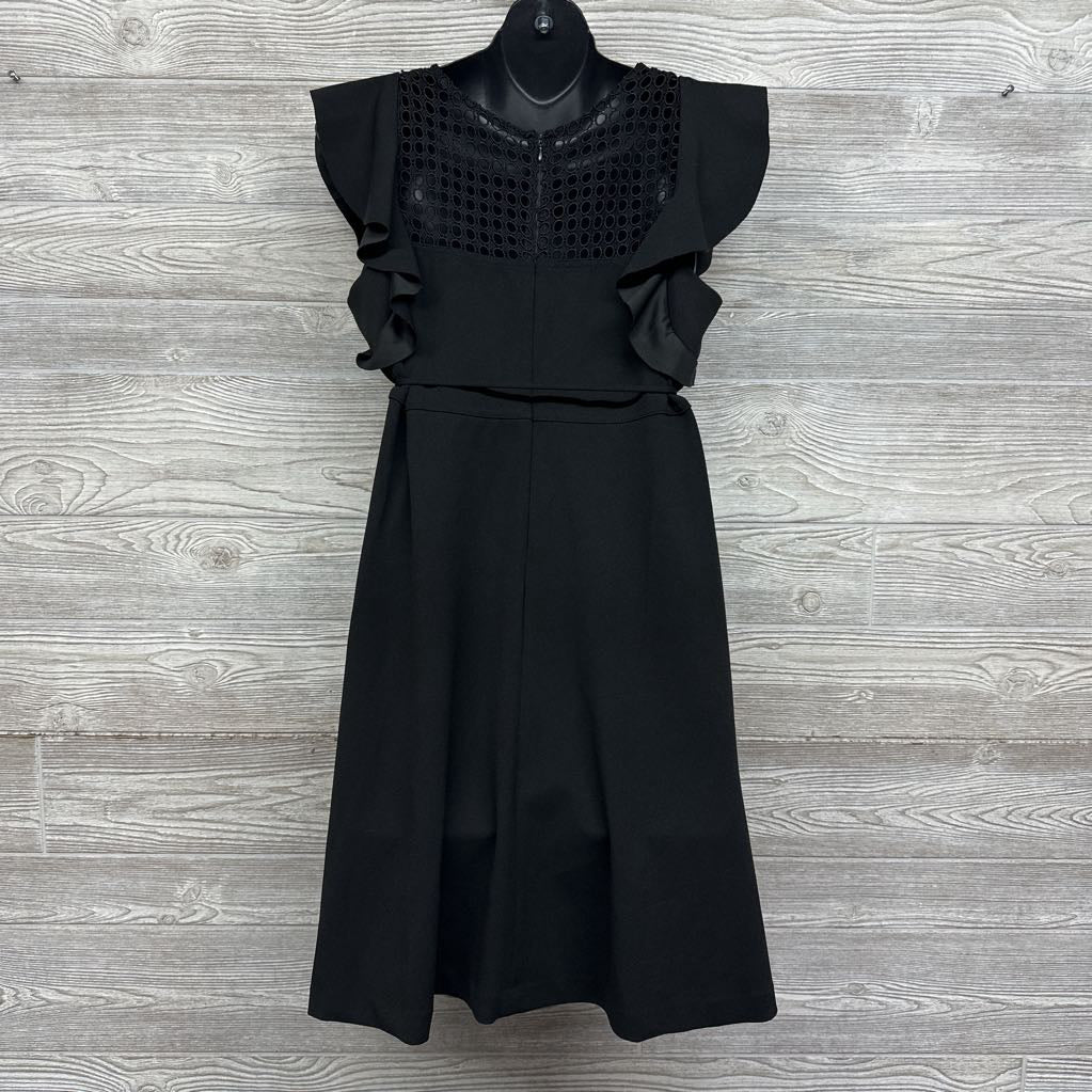 Flutter Sleeve Dress Eyelet Chest Large