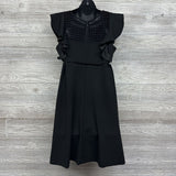 Flutter Sleeve Dress Eyelet Chest Large