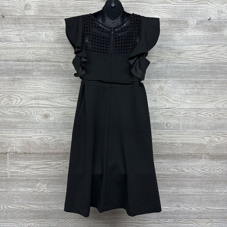 Flutter Sleeve Dress Eyelet Chest Large