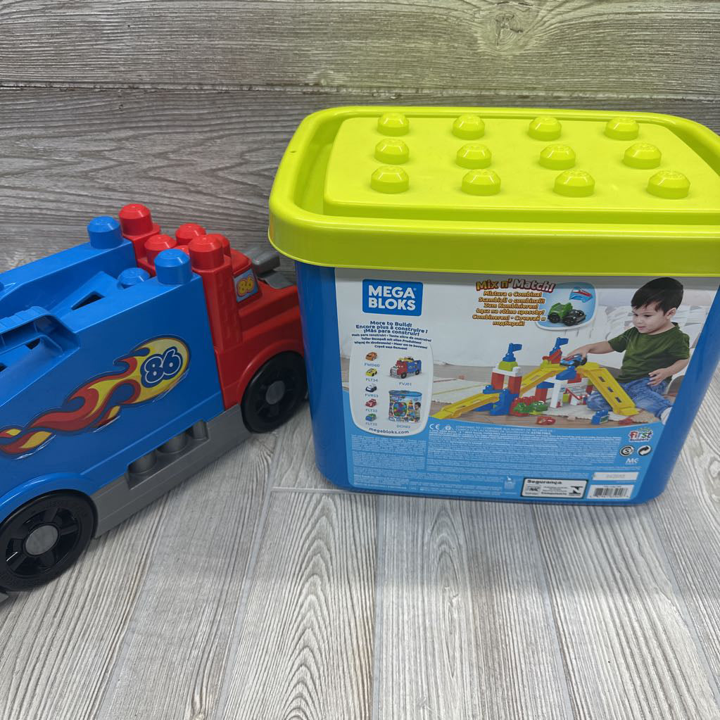 Race Car Garage & Semi Truck Set