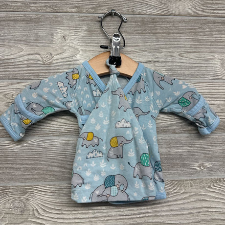 Bamboo Side Snap Shirt & Hat Elephants Preemie
