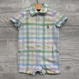 Gingham Linen Romper & Hat 6-12M
