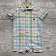 Gingham Linen Romper & Hat 6-12M