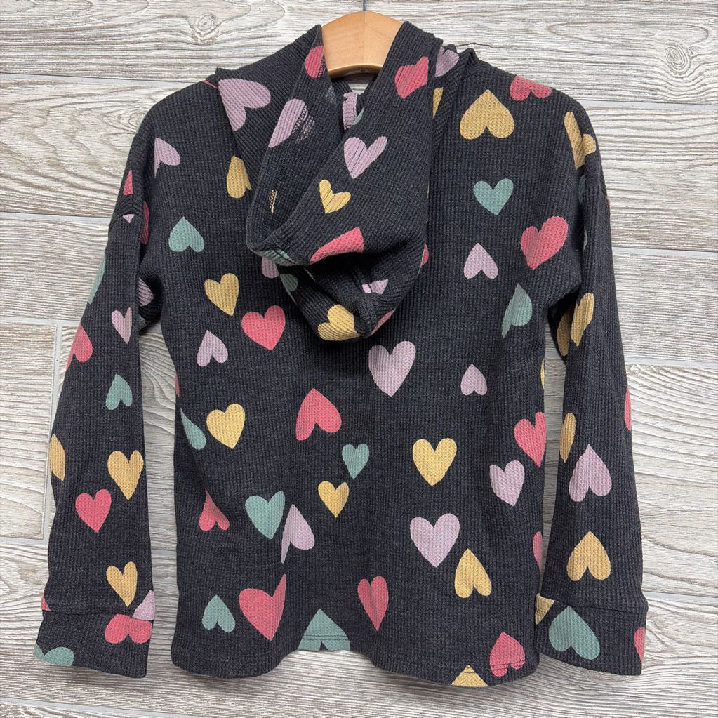 Waffle Knit Hooded Shirt Hearts 5t