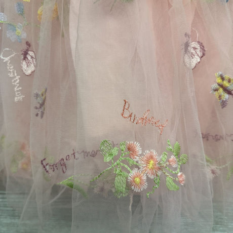 Tulle Sleeveless Dress Embroidered Flowers 4