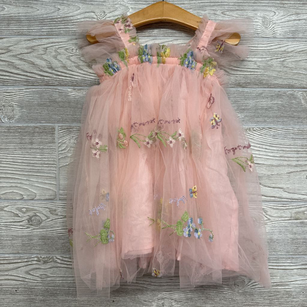 Tulle Sleeveless Dress Embroidered Flowers 4