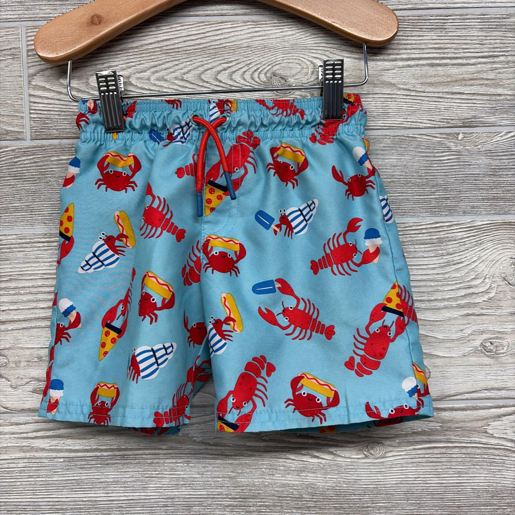 Drawstring Swim Trunks Crabs Lobsters Hotdogs Pizza 4T