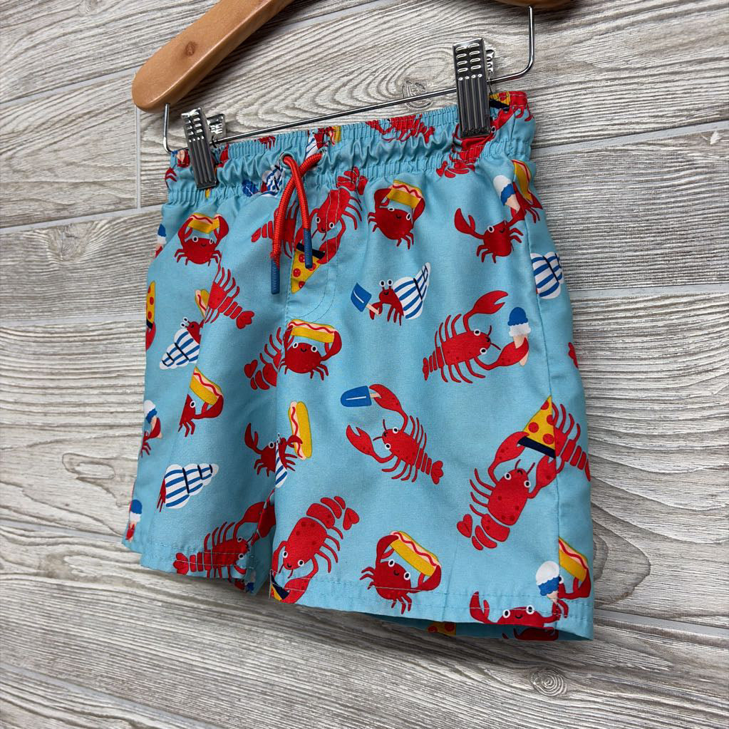 Drawstring Swim Trunks Crabs Lobsters Hotdogs Pizza 4T