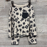 LS Ribbed Shirt & Pants Flowers Lettuce Trim 12M
