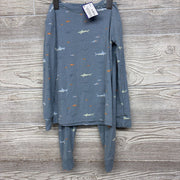 2 Pc LS Ribbed Bamboo PJs Sharks Fish 3T