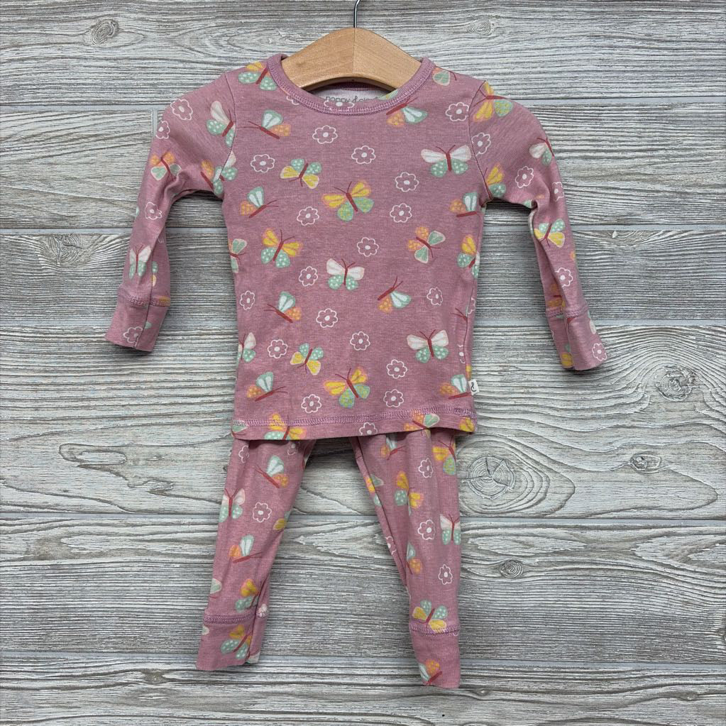 2 Pc LS Organic PJs Flowers Butterflies 12M