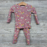 2 Pc LS Organic PJs Flowers Butterflies 12M