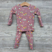2 Pc LS Organic PJs Flowers Butterflies 12M