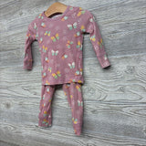 2 Pc LS Organic PJs Flowers Butterflies 12M